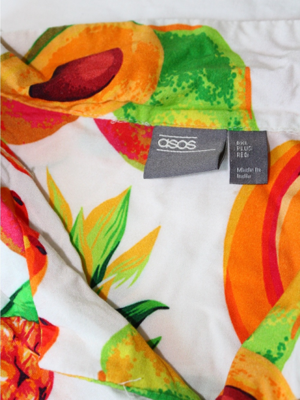 ASOS White Shirt with Orange & Green Tropical Fruit Motif